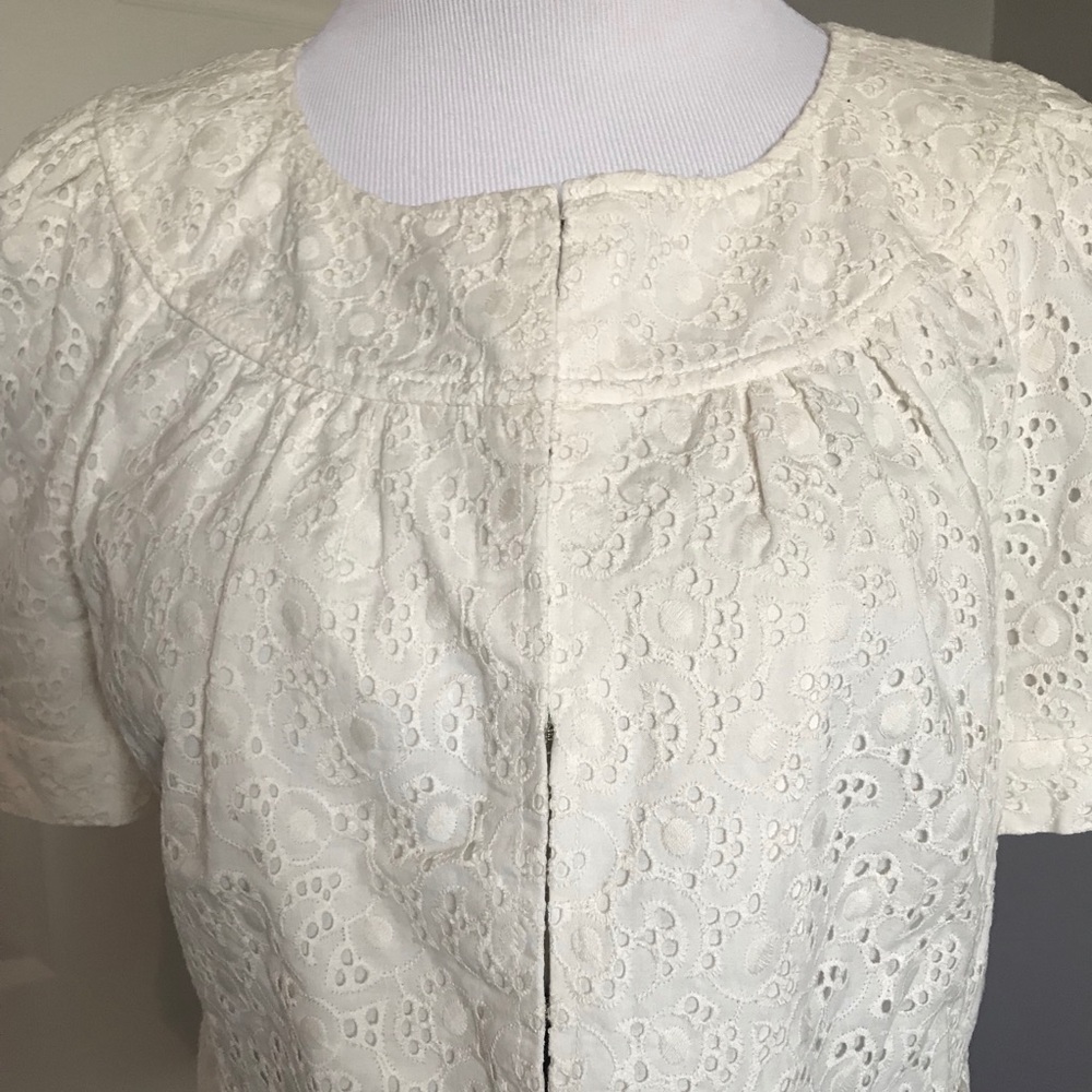 Halogen lace eyelet button up top, ivory , M